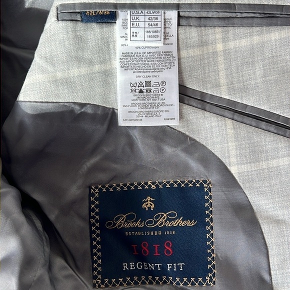 Brooks Brothers 1818 Regent Fit Suit Gray/Cream Plaid - Picture 10 of 16